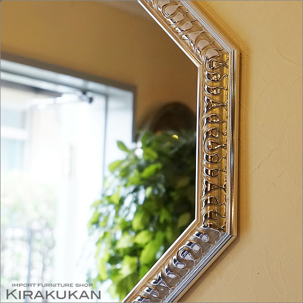 アンティーク 八角ミラー シルバー LLサイズ Mirror（壁掛け鏡）八角形 鏡 | 輸入家具・雑貨の専門店 e木楽館 【公式】