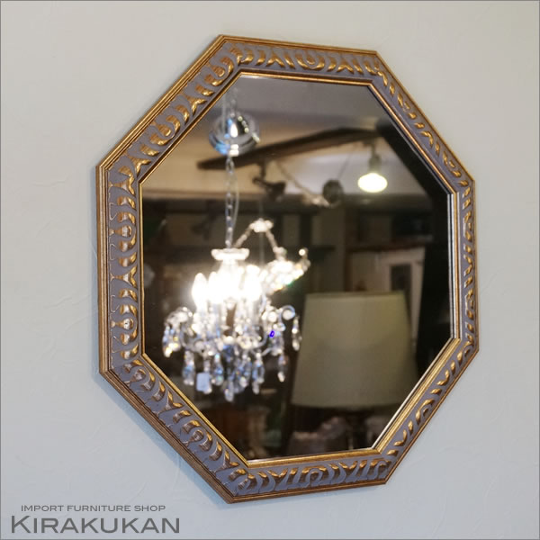 アンティーク 八角ミラー ゴールド LLサイズ Mirror（壁掛け鏡）八角形 鏡 | 輸入家具・雑貨の専門店 e木楽館 【公式】