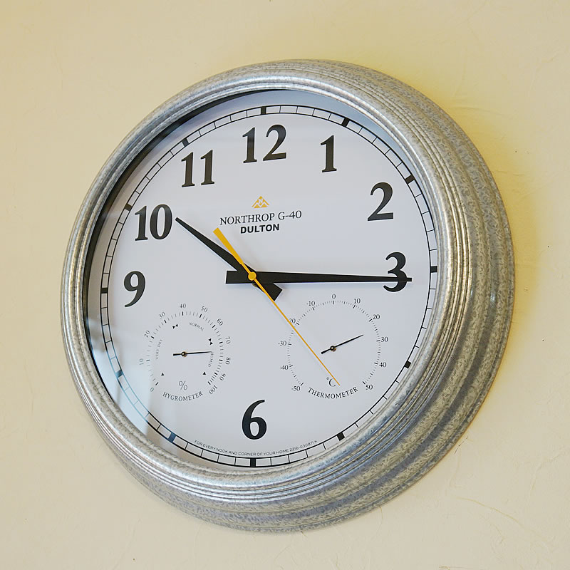 DULTON ダルトン ウォールクロック 掛け時計 おしゃれ 湿度計 温度計付 インダストリアル調 壁掛け 時計