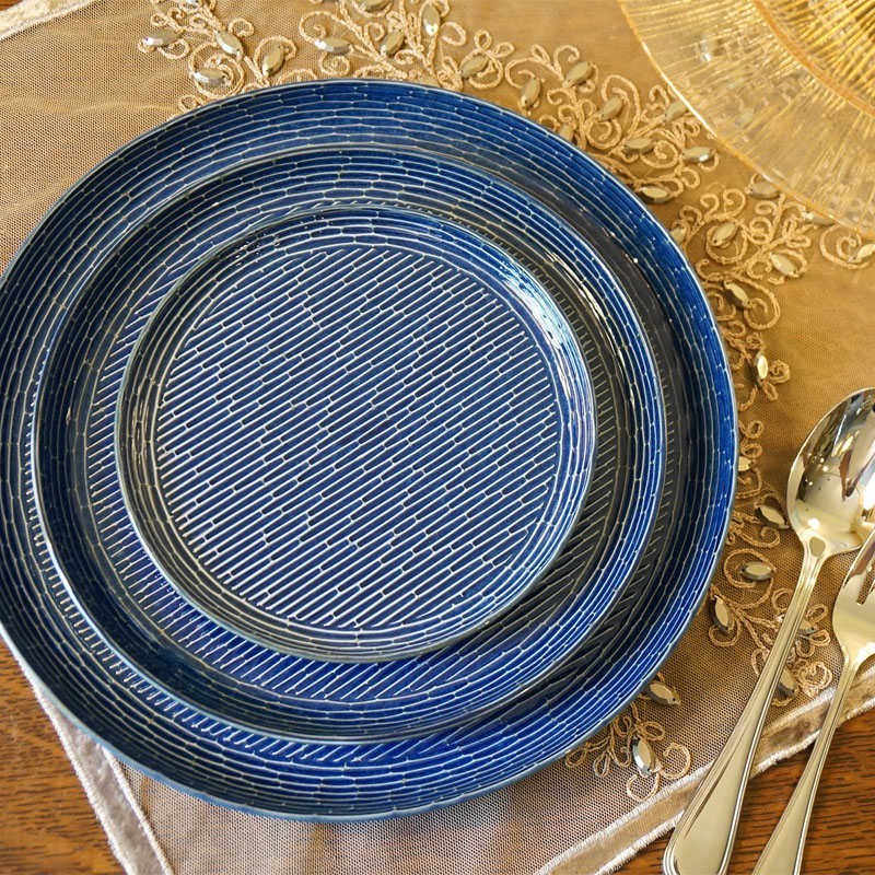 コベントガーデン リプルプレート 26cm 青 皿 丸皿 大皿 陶器 テーブルウェア 