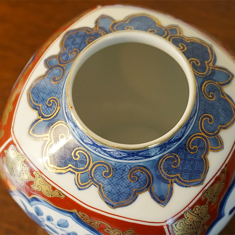 ヴィンテージ・金彩 花鳥図 花瓶 陶器製 【送料無料】花器