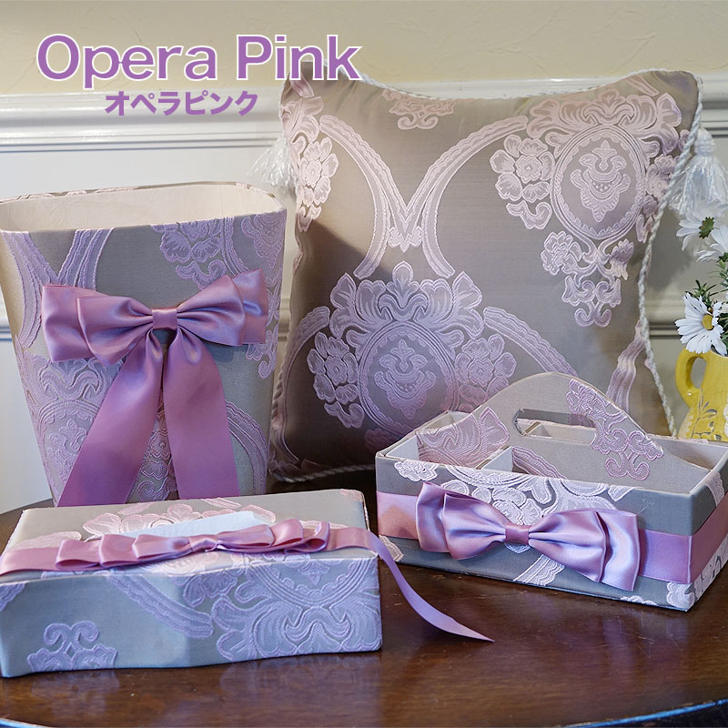 アクアフラワー オペラピンク ティッシュボックス ティッシュケース リボン